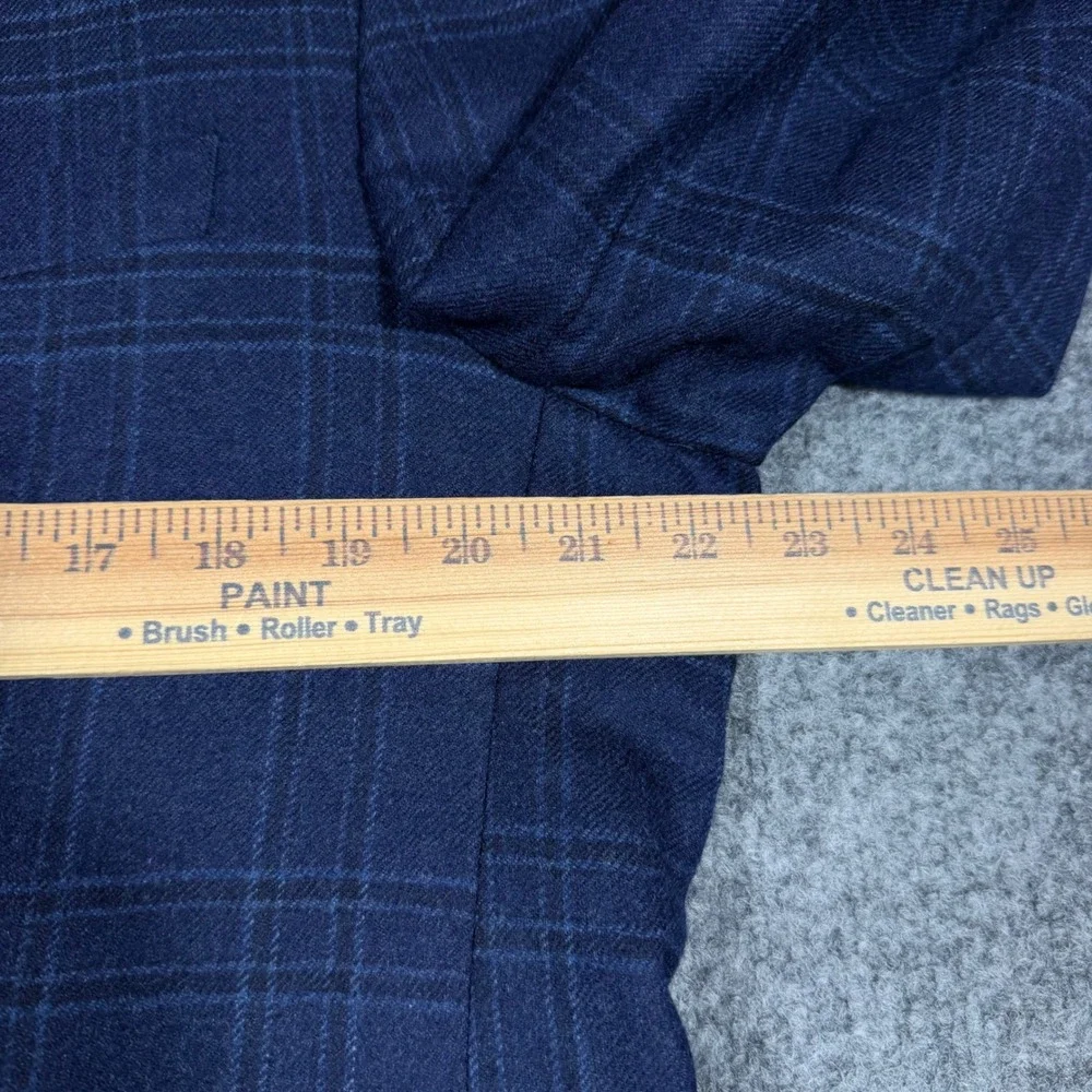 Jos A Bank 1905 Plaid Blazer Mens 43R Navy Blue Wool Blend Brrr Comfort EUC